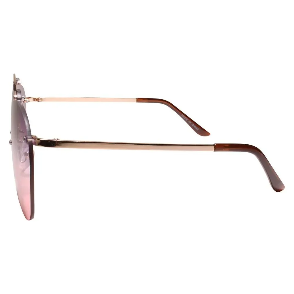 Rimless Mono Lens Purple & Pink Aviator Sunglasses